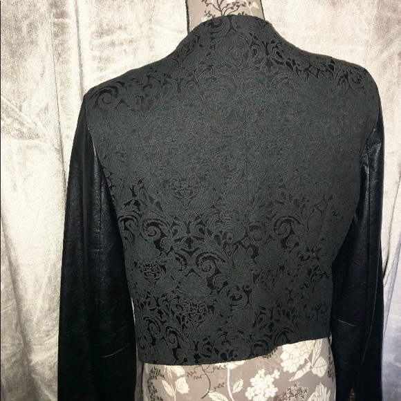 Black leather jacket with printed detail. - Picture 5 of 5